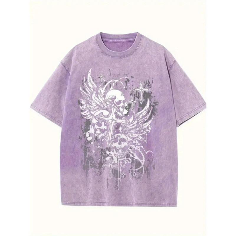 Dark Punk - Style Skulls And Wings, Cyber  Punk Style. Daily Prize Claim. A Retro Trendy Crew Neck Short Sleeve Top