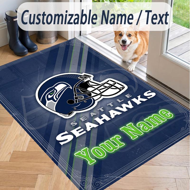 Custom Text Printed Rug Seattle Seahawks Non Slip Floor Carpet For Home Room Decor
