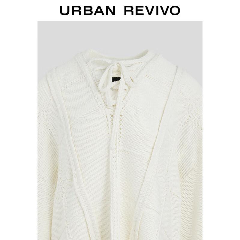 UR Women's 2025 Spring Textured Tie-Front V-Neck Knit Sweater