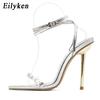 Eilyken Sexy Stiletto High Heels Women Sandals Fashion PVC Transparent Crystal Rhinestone Party Wedding Stripper Shoes