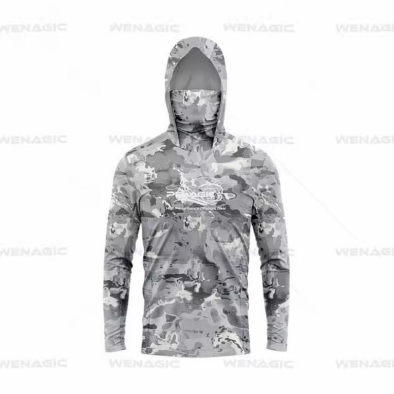 Men's Sunscreen Upf50 + Long-sleeved Camouflage Fishing Wear Anti-UV Mask Hooded