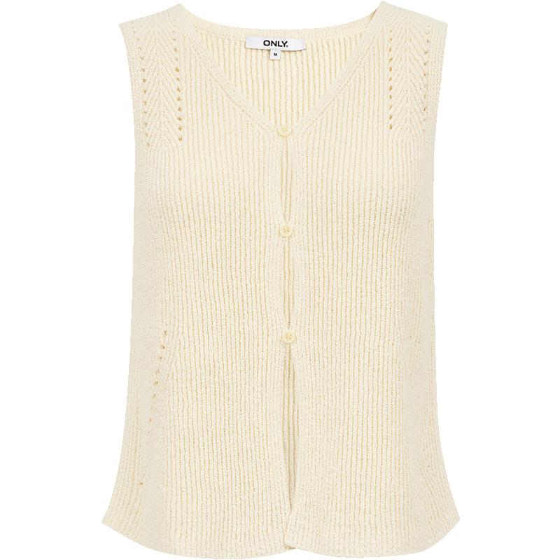 ONLY Women's 2025 Spring Retro V-Neck Sleeveless Knit Cardigan Vest