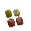 Rounded Square Resin Earrings, Earrings, Color Smudged Double-spell Retro Elegant High-end Natural Earrings.