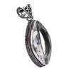 White Topaz Hydro Gemstone Antique Silver Plated Pendant 2.2" J 2121
