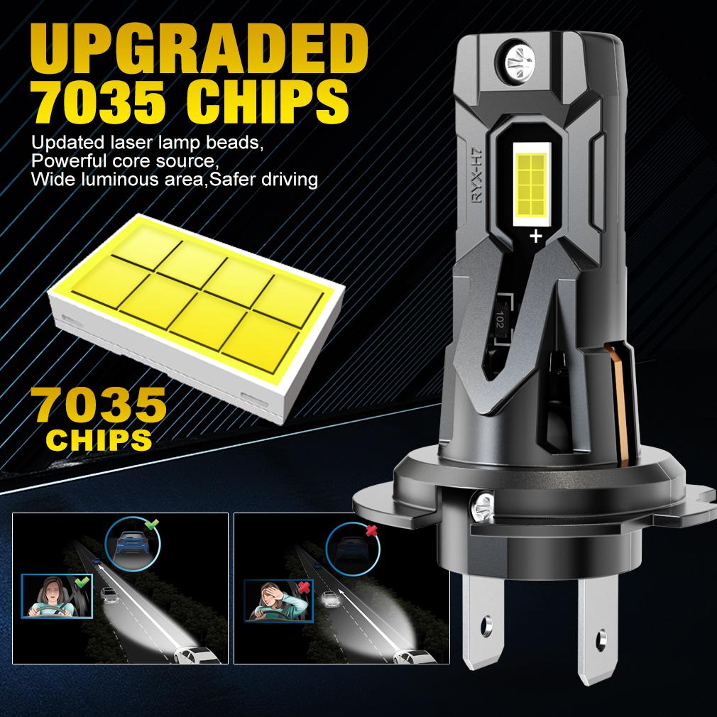 2Pcs H7 LED Headlight Canbus Bulbs Mini Wireless 20000LM 50W CSP For Car Headlamp Auto Turbo Lamps Led Automobile Plug&Play Fog Light 6000K White 12V