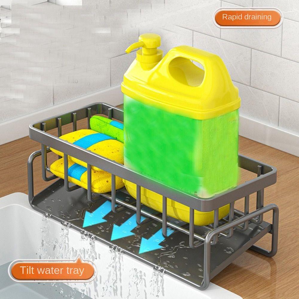 Rack de depozitare de dimensiuni mari pentru bucătărie, organizator de cârpe, suport pentru burete, coș de săpun, rafturi pentru baie și șampon