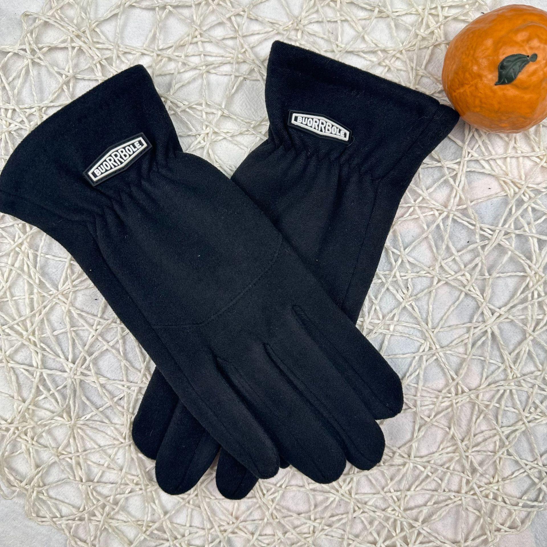 

Немецкие бархатные мужские перчатки бархатные ветрозащитные теплые сенсорные перчатки для езды на велосипеде на пять пальцев чёрный