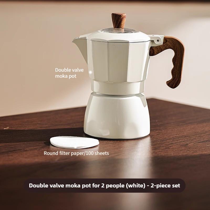 Double Valve Mocha Pot Household Small Hand Cranked Italian Coffee Machine Outdoor Electric Stove Coffee Pot Set