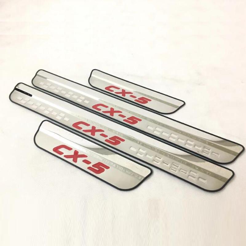 Car Styling For Mazda CX-5 CX 5 CX5 Accessories Door Sill Trim Scuff Plate Door Sills Rotector Guard Car Sticker 2017