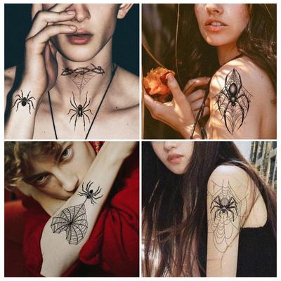 Waterproof 3D Spider & Web Halloween Tattoo Stickers