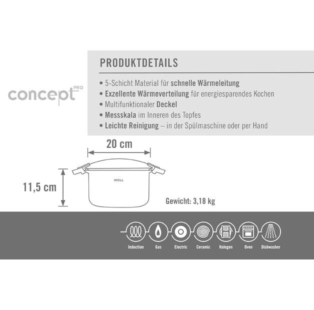 Кастрюля Woll Concept-Pro 20cm 3.5l (120CO)