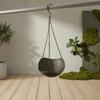 Hanging Bird Bath Imitation Wood Grain Plastic Bowl with Metal Chains Rustic Bird Bath Feeder Bowl for Multiple Birds Outdoor Garden Backyard Decor