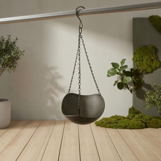 Hanging Bird Bath Imitation Wood Grain Plastic Bowl with Metal Chains Rustic Bird Bath Feeder Bowl for Multiple Birds Outdoor Garden Backyard Decor