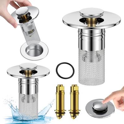 3/6Pcs Bathroom Sink Stopper Stainless Steel Anti-Blocking Pop-up Sink Drain Filter Innovative 2-in-1 Design Drain Filter