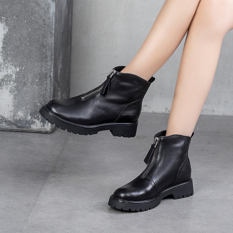Botas cortas Botas de cuero para mujer Otoño e Invierno Ocio comprar a buen  precio — entrega gratuita, reseñas reales con fotos — Joom