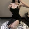 Sexy underwear split-ended long skirt suspender ice silk free of passion uniform gathering temptation