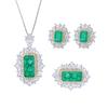 Jewelry Copper Bottom Gold Plated Jewelry Set Simulation Emerald Diamond Pendant Ring Main Stone 8 * 16 6 * 8