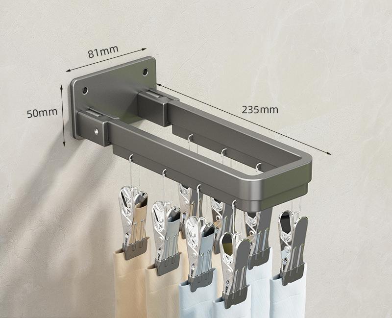 

Складная сушилка для одежды с несколькими зажимами, настенная вешалка для брюк без перфорации, сушилка для ванной, балкона, нижнее белье, носки, зажим