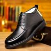 High-top Casual Leather Shoes Men's Business Men's Shoes Winter Velvet Warm Lace-up Cotton Shoes Men's Cotton Leather Shoes