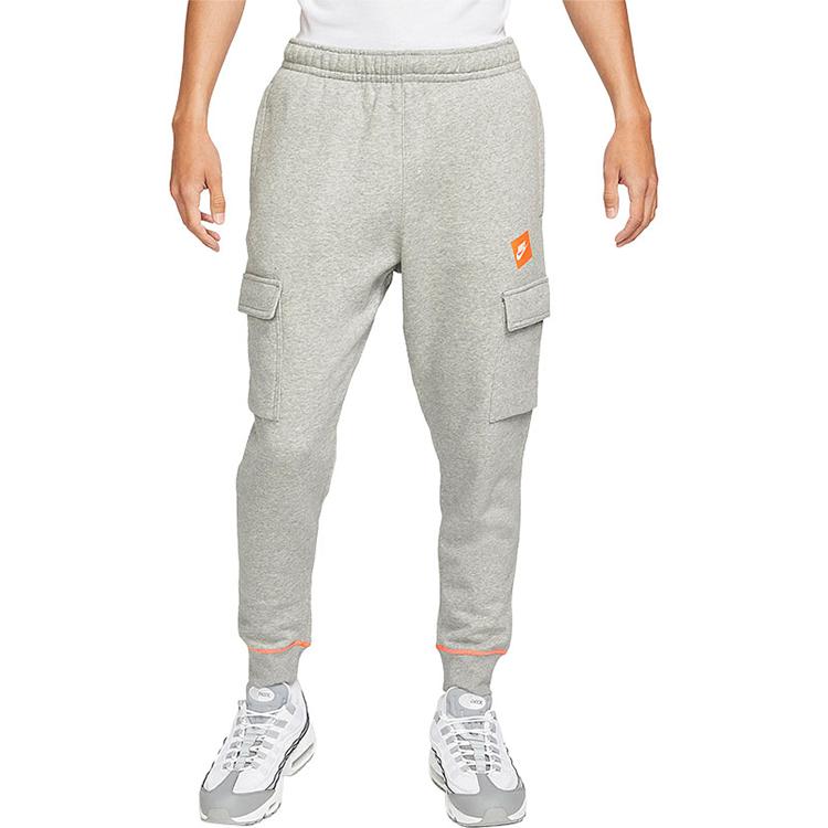 Nike Logo Mid-Waist Fleece Thick Drawstring Cuffed Casual Pants Men Pants Gray DD6268-063