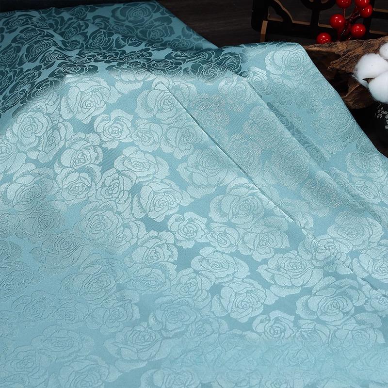 Wide 150cm Rose Jacquard Fabric for Needlework Cheongsam Dress Pajamas Costume Diy Sewing Soft Micro Elastic Cloth