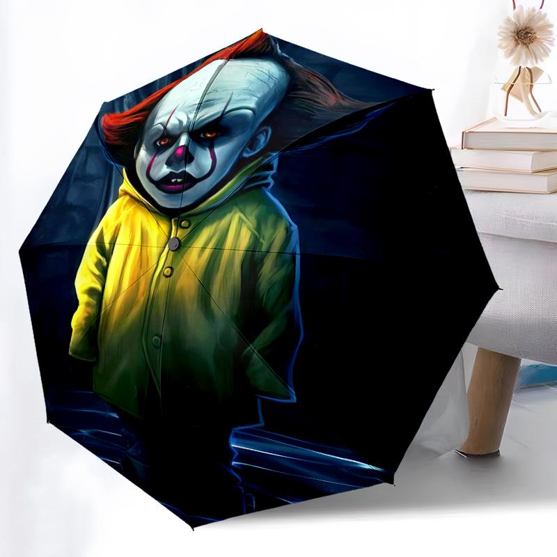 Printed Horror charactersPrinted Folding Umbrella,Outdoor,Leisure,And Travel Umbrella,Durable Umbrella Fabric,Birthday And Holiday Gift