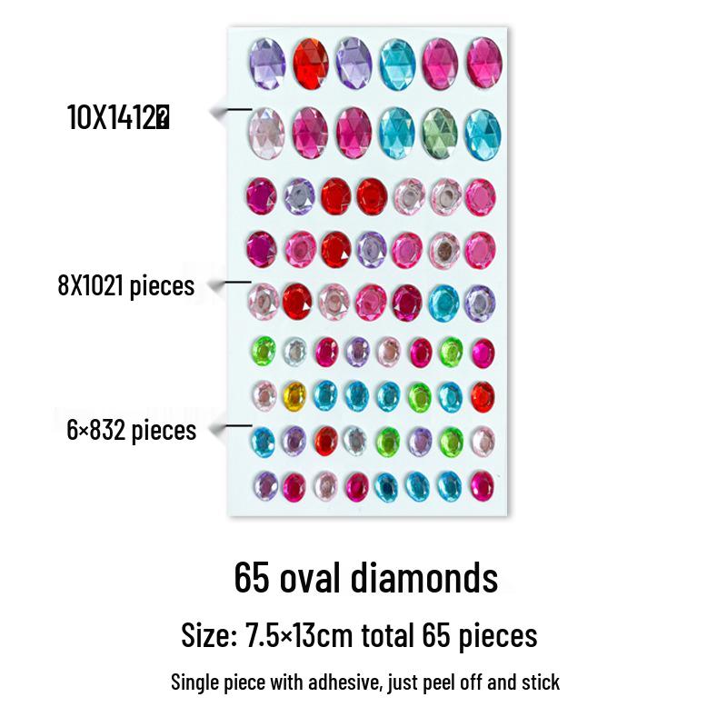 Gem Stickers: Kids' 3D Acrylic Crystal DIY Rhinestone Decorations, Colorful Cross-Border Designs for Girls