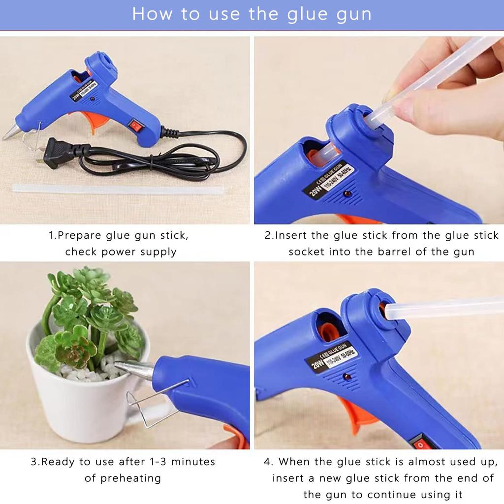 20W Hot Melt Glue Gun Household Industrial Mini Guns Electric Heat Temperature Tool With 7mm Glue Sticks