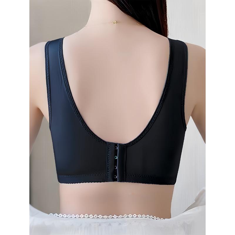 Floral Lace V-Neck Wireless Bra Comfortable Breathable Bralette for Everyday Wear