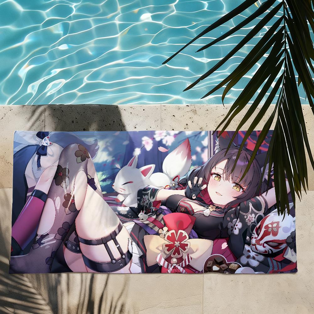 B-Blue Archive-S Game Kosaka Wakamos Towel Soft Lightweight Anti-Sand Large Beach Towel Quick-Drying Bath Sports Family