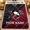 Flannel BlanketPittsburgh Penguins Custom Name Text Personalized Soft Warm Throw Blanket Home Decor Gift