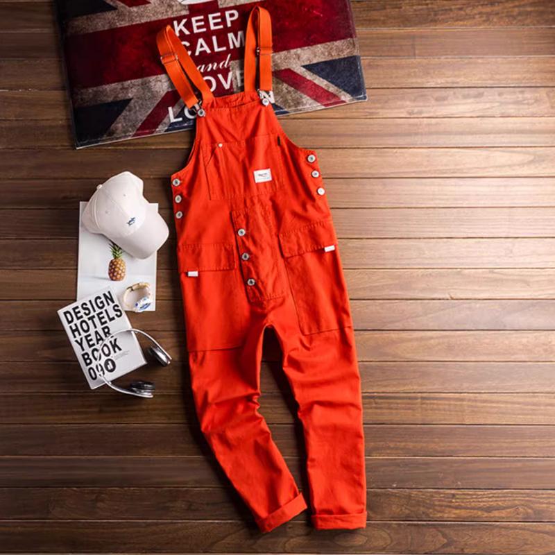 Retro Casual Jumpsuit for menn Løs overall med flere lommer. Kjeledress for menn