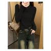 Korean-style gentle solid color long-sleeve knit sweater 2026 spring and autumn new soft and cozy inner layer warm base top for women