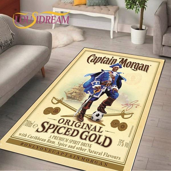 Captain Morgan Musterteppich für Schlafzimmer Wohnzimmer Teppich für Küchenbodenmatten Heimdekor Kinder Rutschfeste Bodenmatte Teppich Alfombra