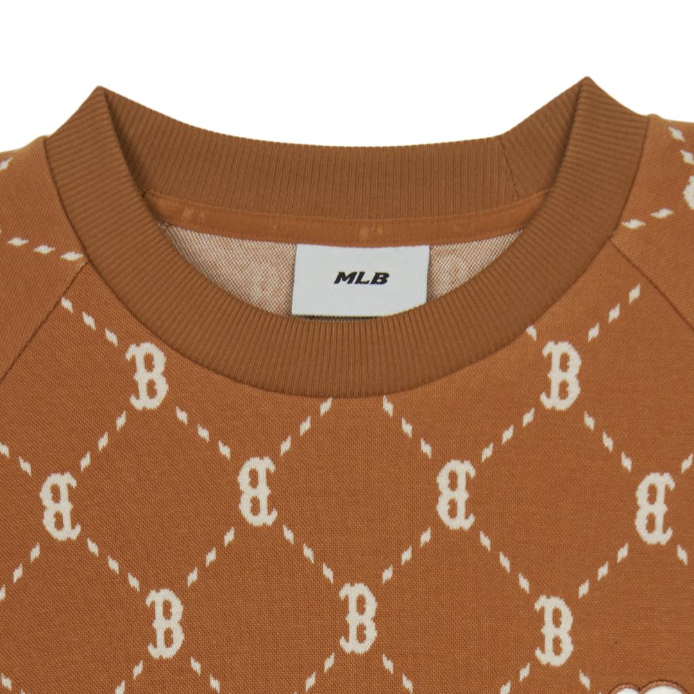 New MLB Jacquard Dia Monogram Boston Red Sox Sweatshirts Sweatshirt Unisex Camel 3AMTM1144-43CAS