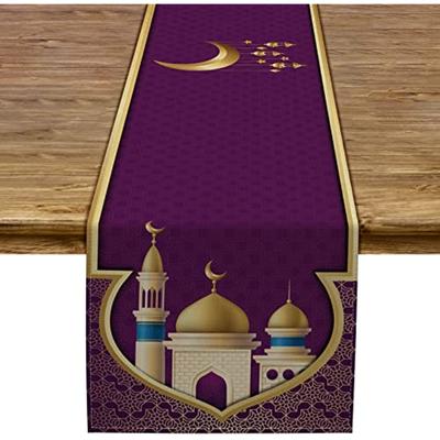 Ramadan Leinen Tischläufer Eid Mubarak Iftar Islamische Moschee Tischdecke Religiöses Festival Restaurant Home Decor Tischläufer