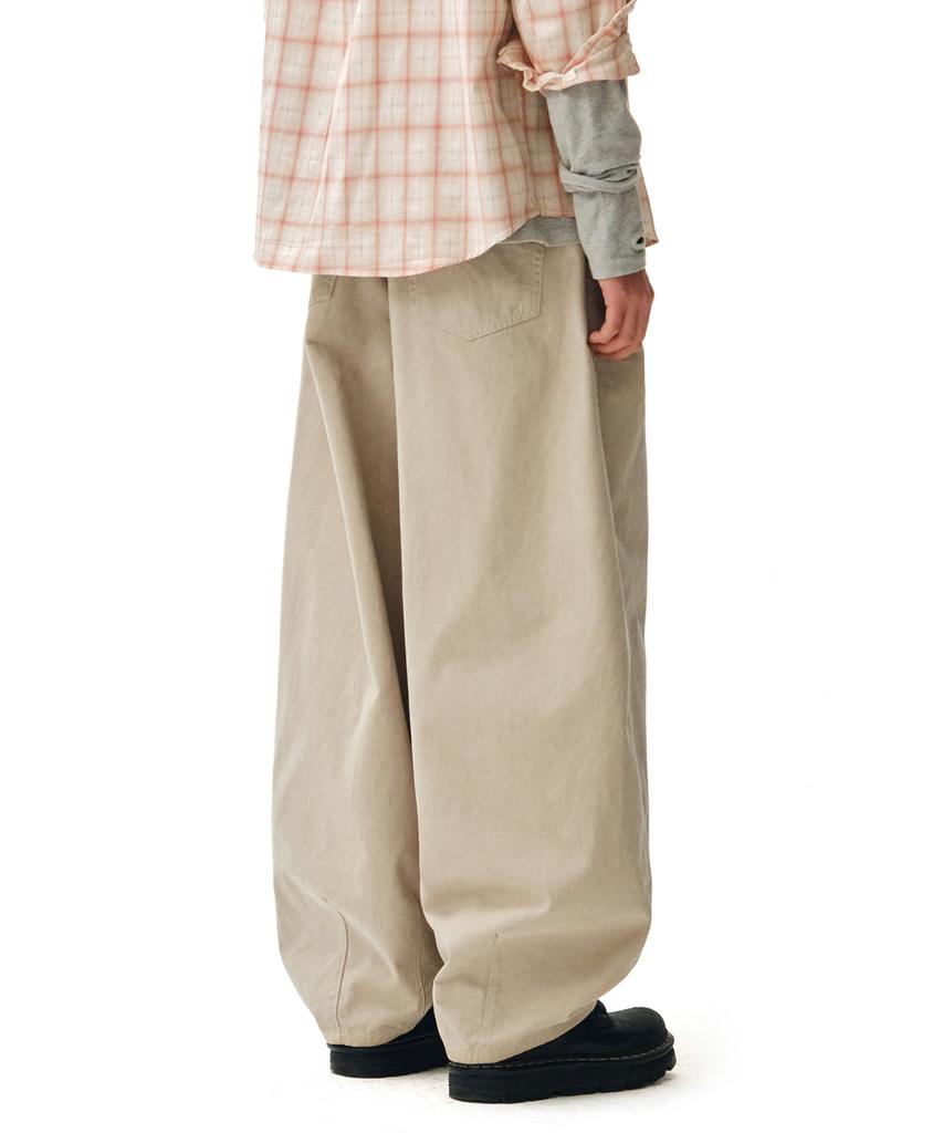 DECET Barrel Wide Leg Pants Dcpt071Beige