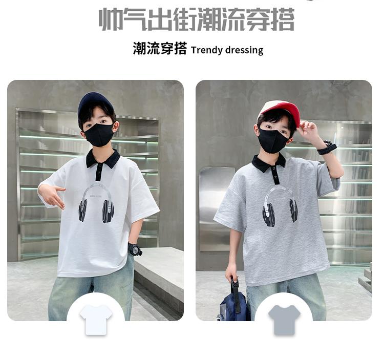Boys' short sleeved summer clothes 2026 new item, CUHK boys' summer letter printed T-shirt, thin base shirt