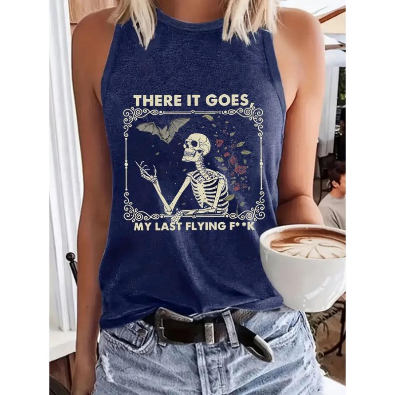 

Women s Printed Spring and Summer Sleeveless Top T-shirt with A Round Neck Pullovers Vest XXL темно-синий