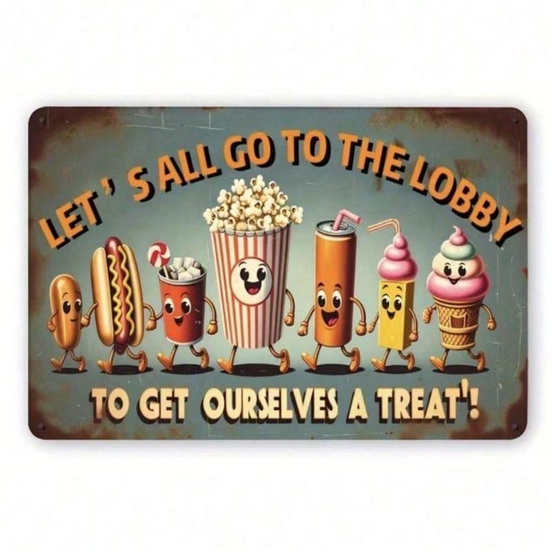 Metal Wall Art Retro Vintage Movie Theater Snacks Intermission Sign for Bar Pub