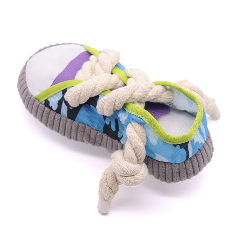 Hundespielzeug mit Sprachfunktion, Leinenschuhe, robuste Hausschuhe mit Seilknoten zum Zähneknirschen, Haustierspielzeug, Spielzeug zur Selbstbeschäftigung und gegen Langeweile