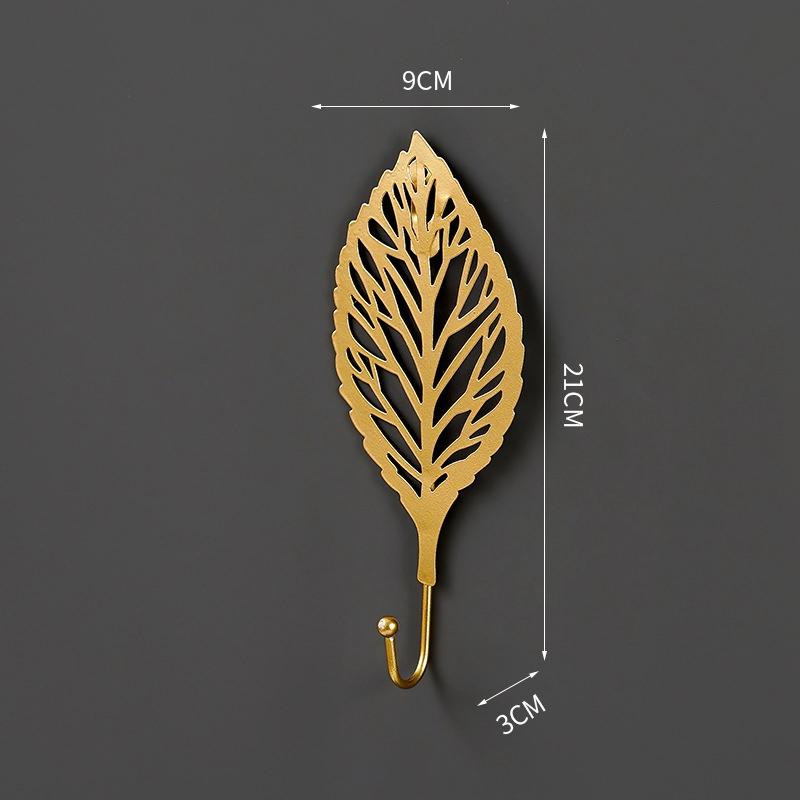 Retro Gold Leaf Shape Hanging Hooks Punch-free Wall Hanger Hanging Storage Rack Towel Watch Bag Key Self Adhesive Household