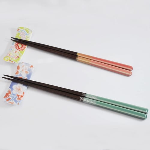 A Pair of Lacquered Chopsticks with a Paulownia Wood Box and Chopstick Rest, Honoka, 2 Pairs, Made In Japan