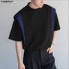 INCERUN Men Round Neck Short Sleeve Patchwork Oversized T-Shirts Tops