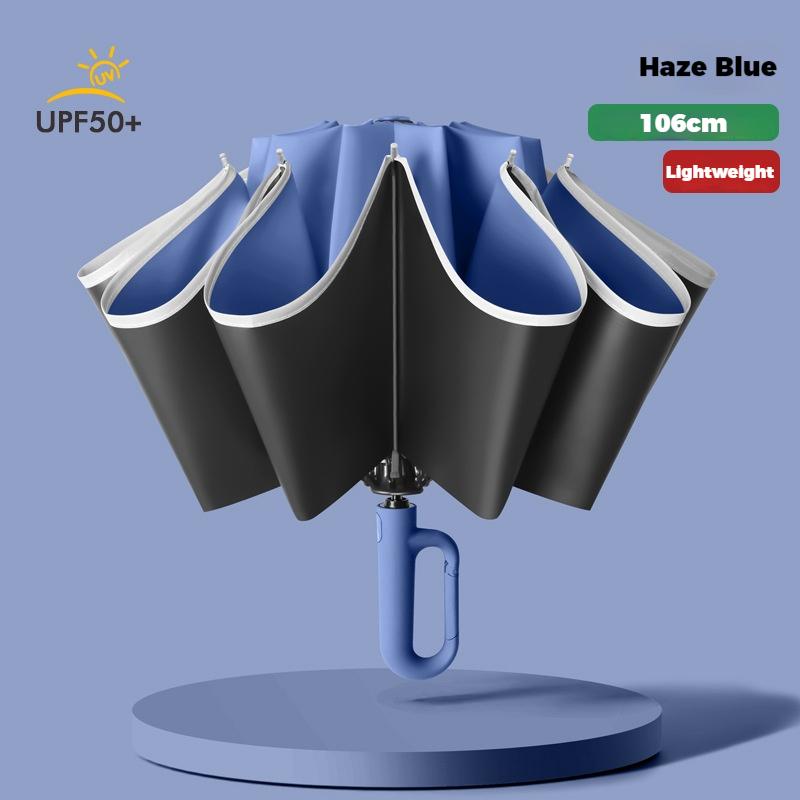 Design con fibbia ad anello 10 stecche Ombrello completamente automatico per uomo Pieghevole Extra Large Robusto Robusto Ombrellone da DONNA Ombrello doppio