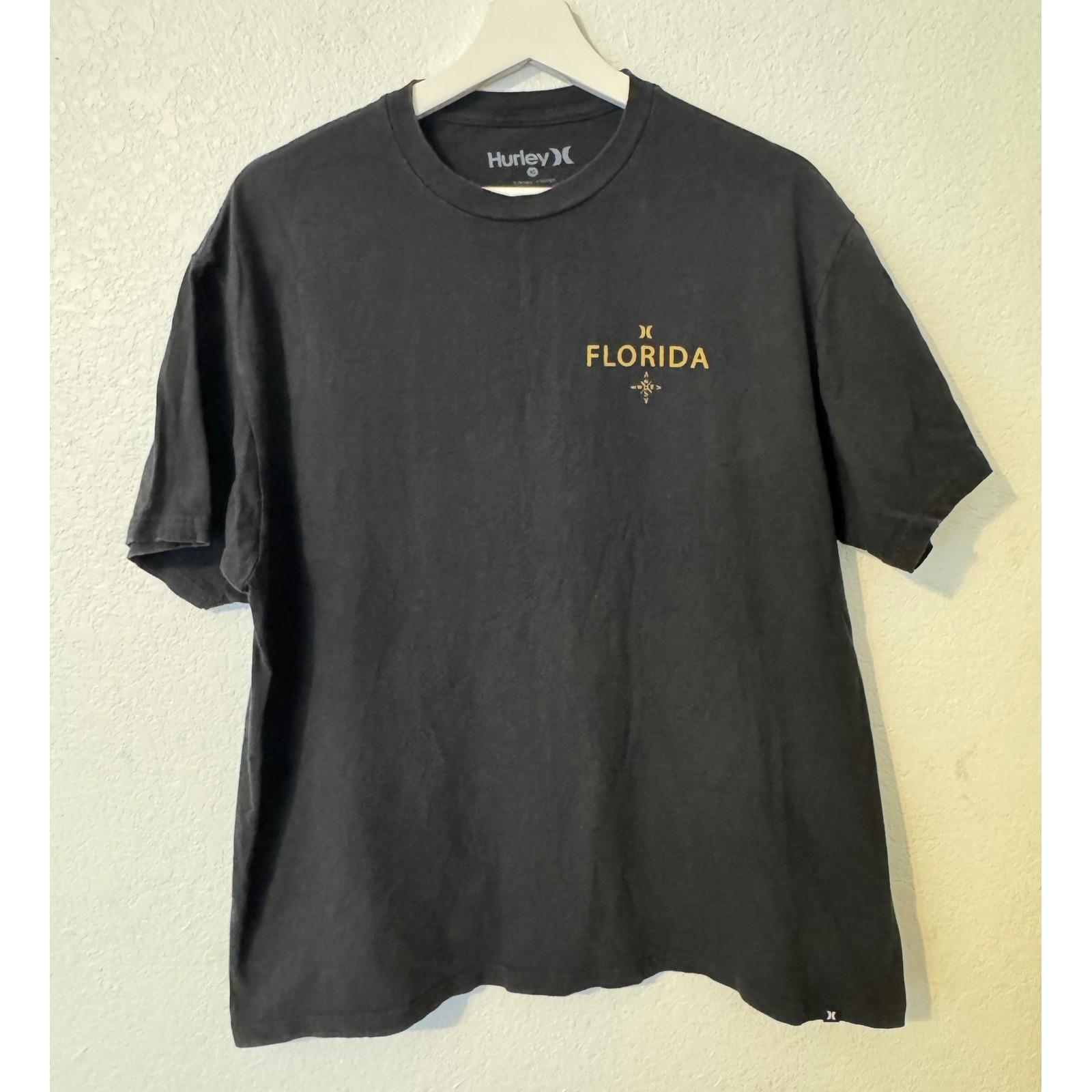 Hurley Mens Florida Map Graphic T-Shirt Black XL Short Sleeve Cotton Tee Unisex T-Shirt XXXL