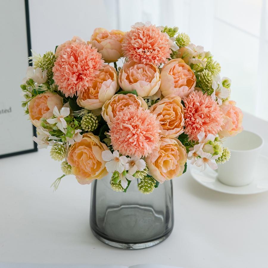 1/3PCS Artificial Flowers Peony Silk Wedding Wreath Home Room Vase Table Decor Bridal Bouquets Festival Outdoor Courtyard Garden