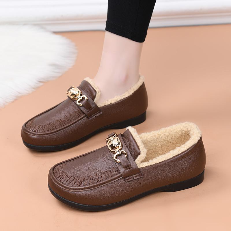 

Вельветовые зимние водонепроницаемые хлопковые ботинки из кожи с мягкой подошвой, удобные для женщин среднего и пожилого возраста, с педальным вельветом и теплой хлопковой подкладкой 41