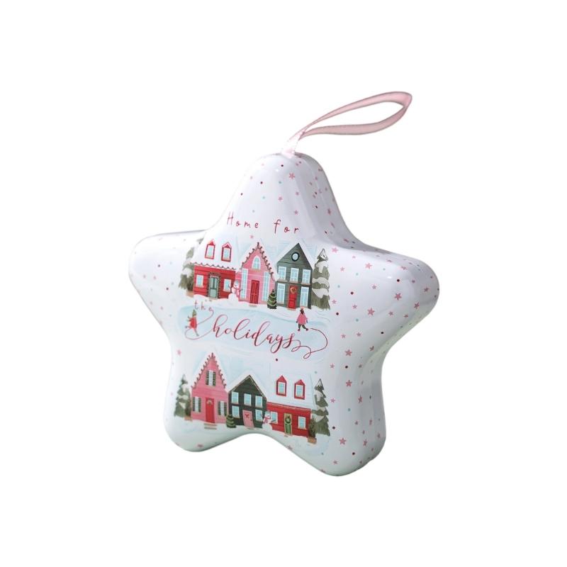 

Festival Christmas Tin Storage Box With Solid Lanyard For Holiday Decorations Gift Packaging Organizing Small Items