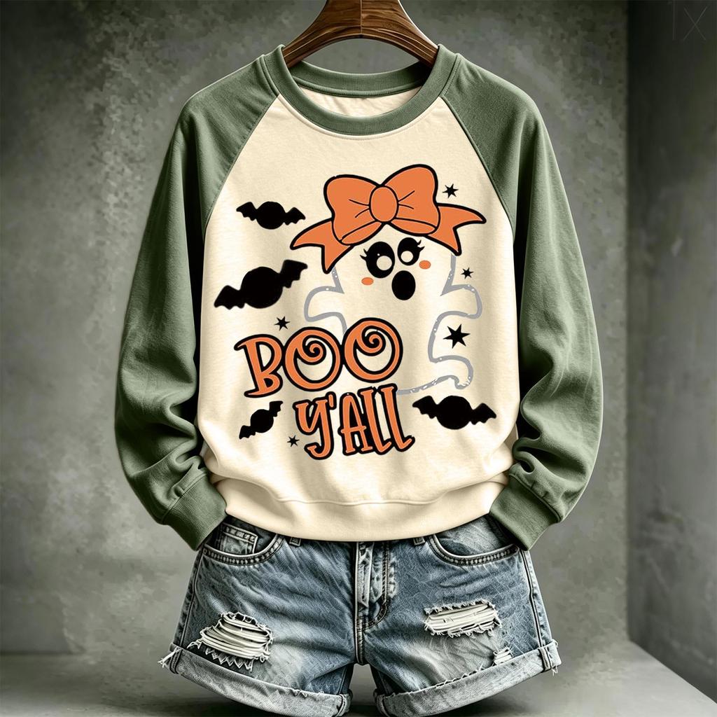 Damen Halloween Pullover Sweatshirt mit Aufdruck und süßem Design für die Feiertage